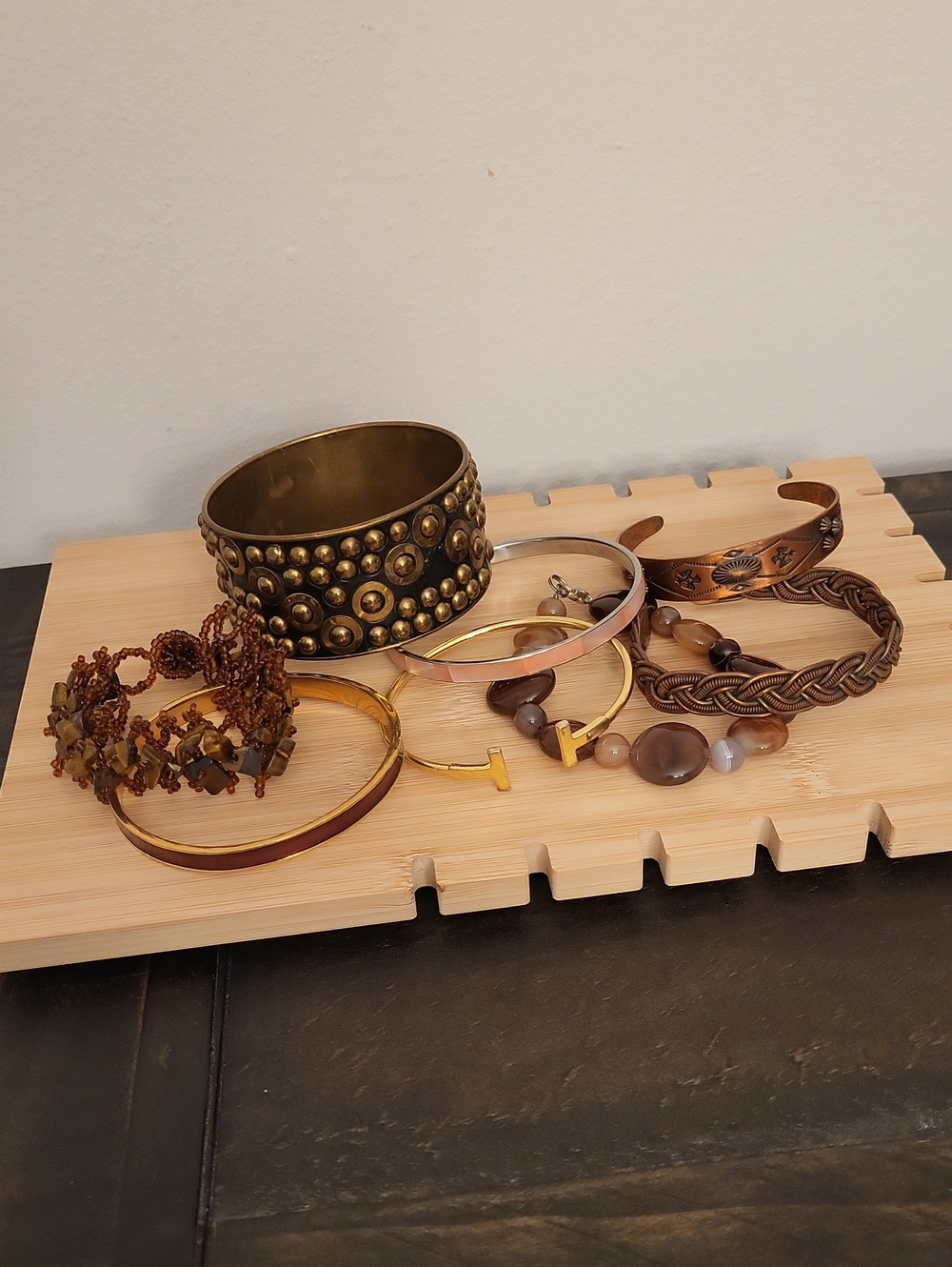 8  Piece Bracelet Bundle Mixed Metal, Gemstone, Enamel, Copper